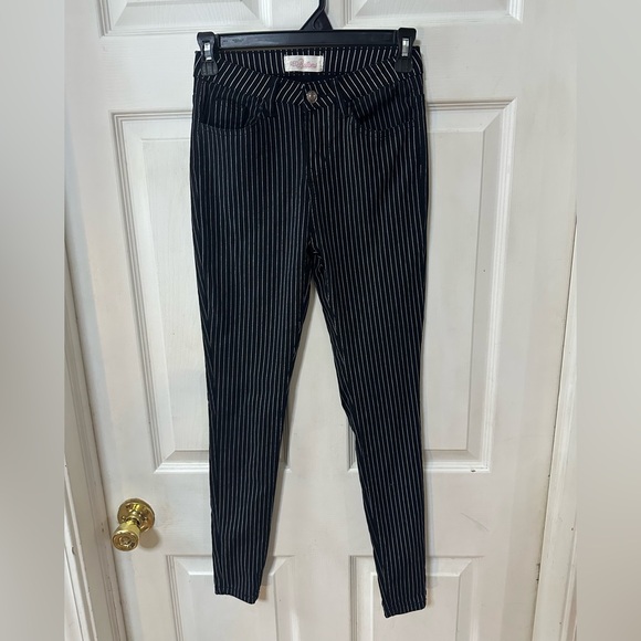 Women's Black Striped Jeans - Picture 1 of 4